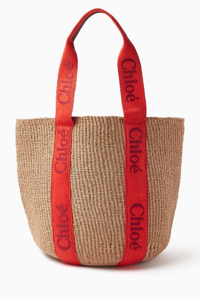 

x Mifuko Woody Large Basket Bag in Fair-trade Paper, Orange