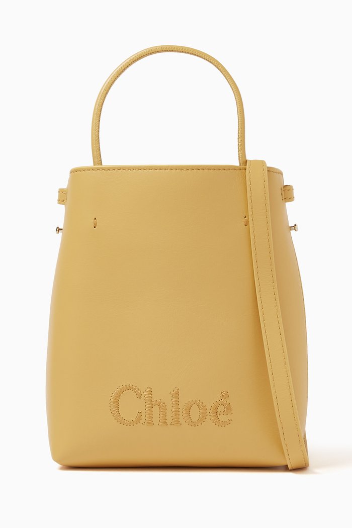

Chloé's Sense Micro Tote Bag in Shiny Calfskin, Orange