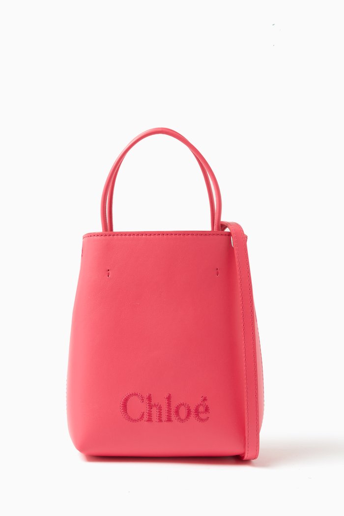 

Chloé's Sense Micro Tote Bag in Shiny Calfskin, Pink