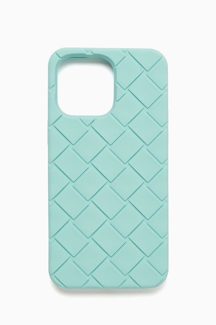 

iPhone 14 Pro Max Case in Intreccio Rubber Silicone, Blue