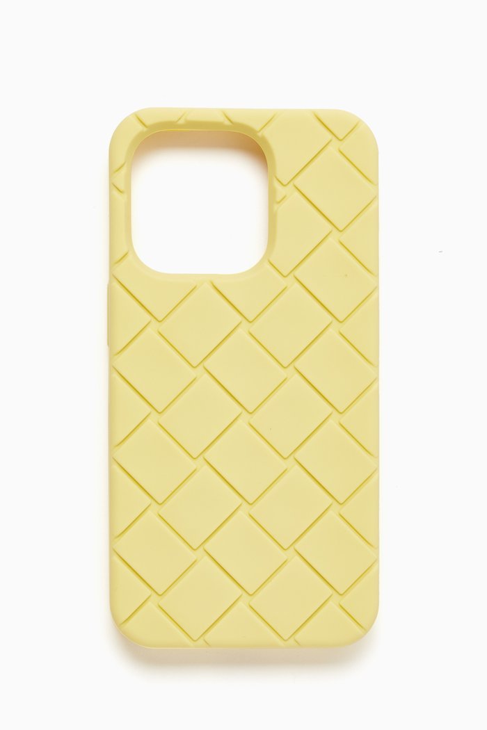 

iPhone 14 Pro Max Case in Intreccio Rubber Silicone, Yellow