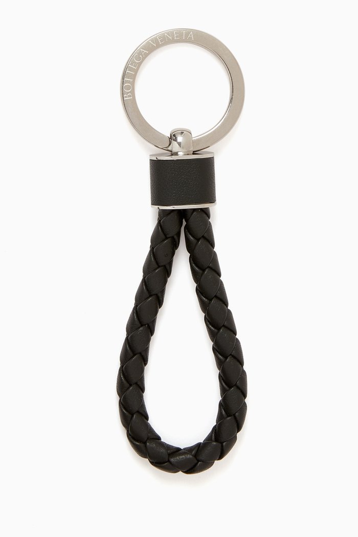 

Key Ring in Intreccio Leather, Green