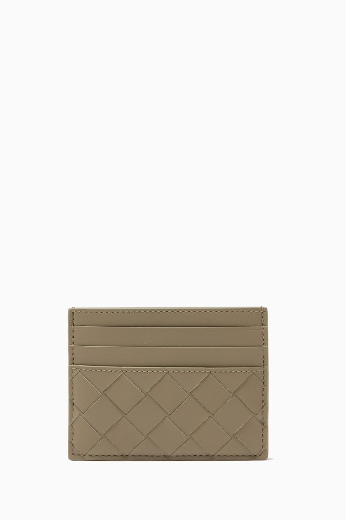 

Card Holder in Intrecciato Leather, Grey