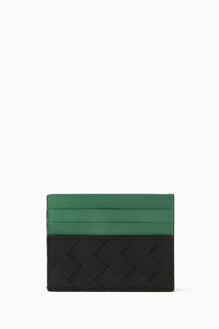 

Card Case in Intrecciato Calfskin, Green