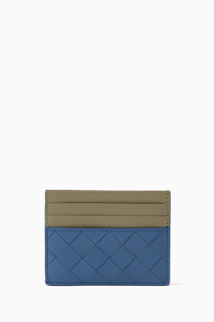 

Card Case in Intrecciato Calfskin, Blue