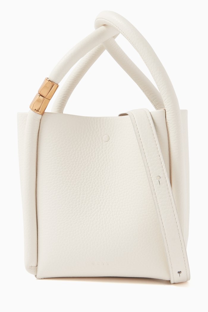 

Small Lotus 12 Tote Bag in Calfskin leather, White