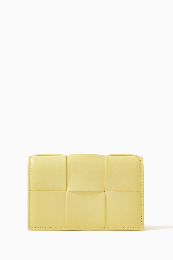 

Card Case in Intreccio Nappa, Yellow