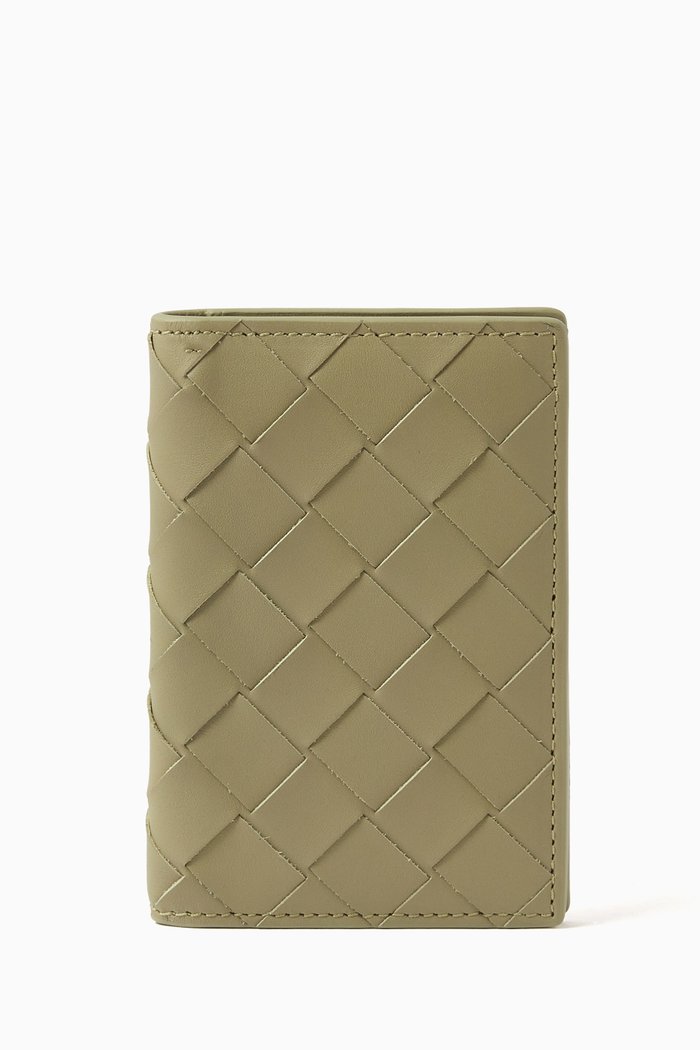 

Bi-fold Card Case in Intrecciato Calfskin, Grey