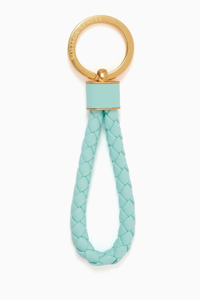 

Key Ring in Intrecciato Nappa, Blue