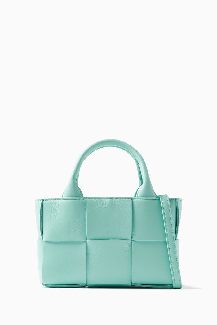 

Candy Arco Tote Bag in Intrecciato Leather, Blue