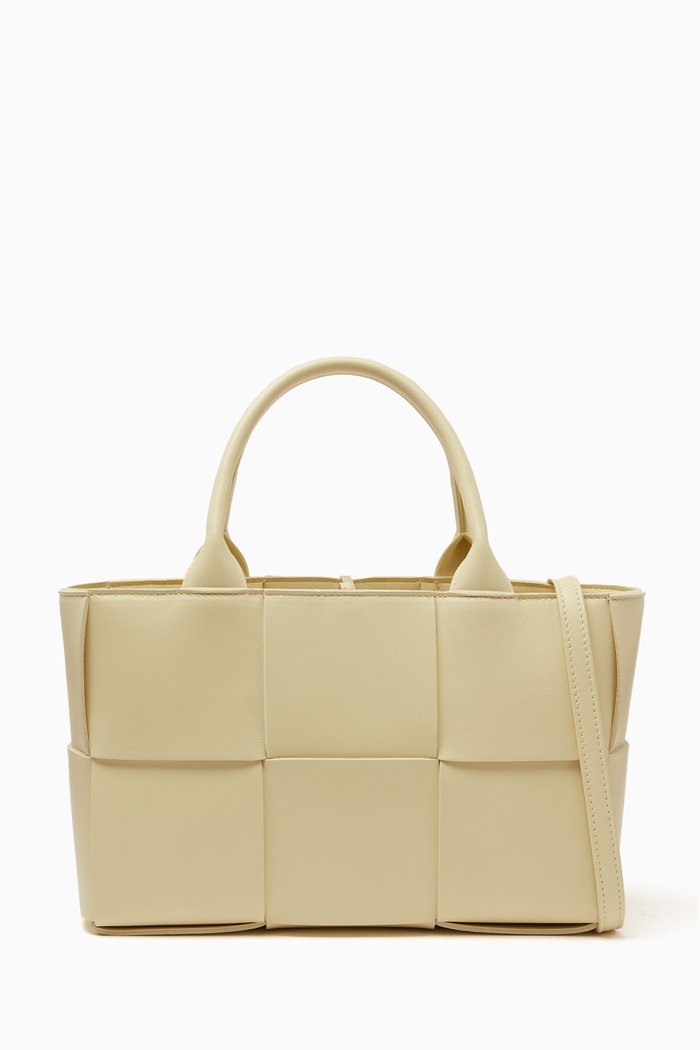 Mini Arco 29 Tote Bag in Intrecciato Leather, Neutral