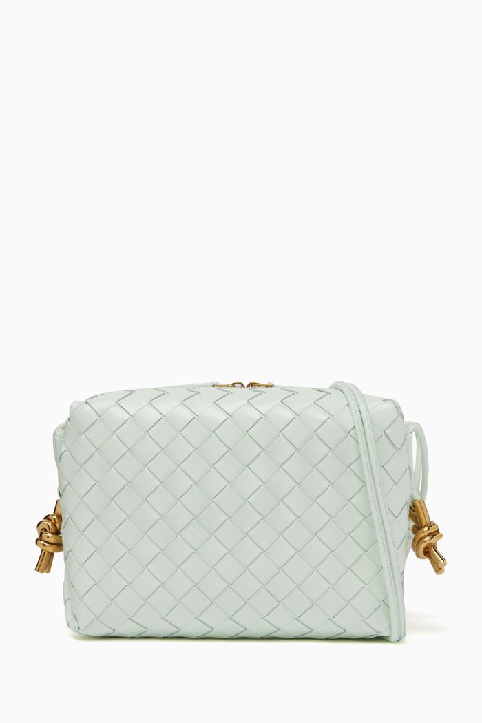 

Small Loop Camera Bag in Intrecciato Leather, Green