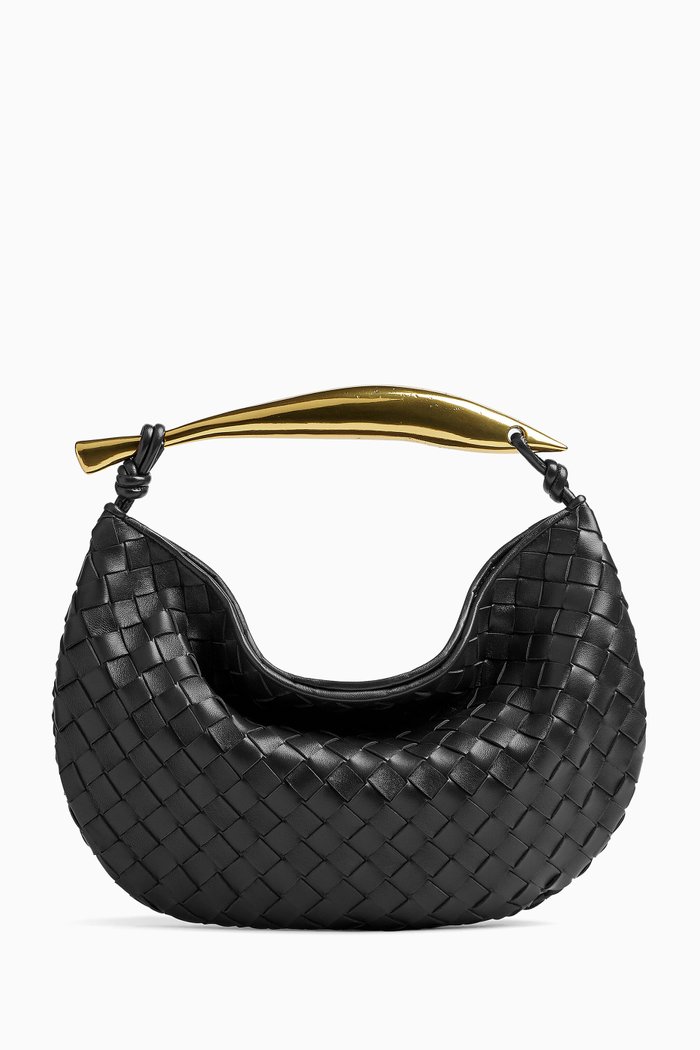

Mini Sardine Bag in Intrecciato Leather, Black