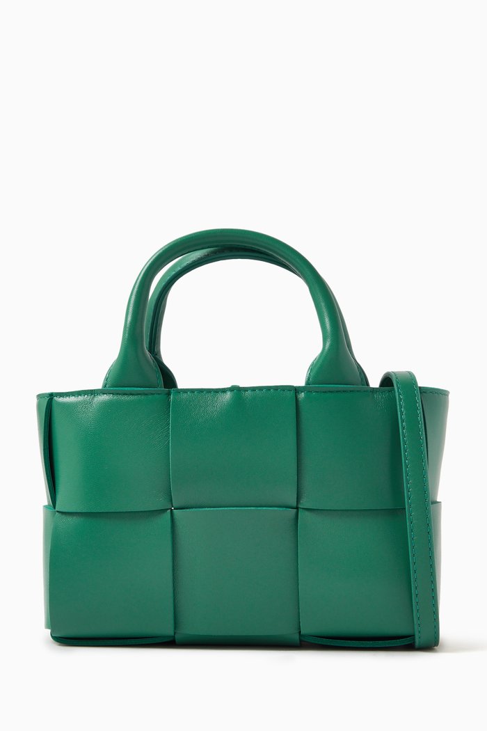 Candy Arco Tote Bag in Intrecciato Leather, Green