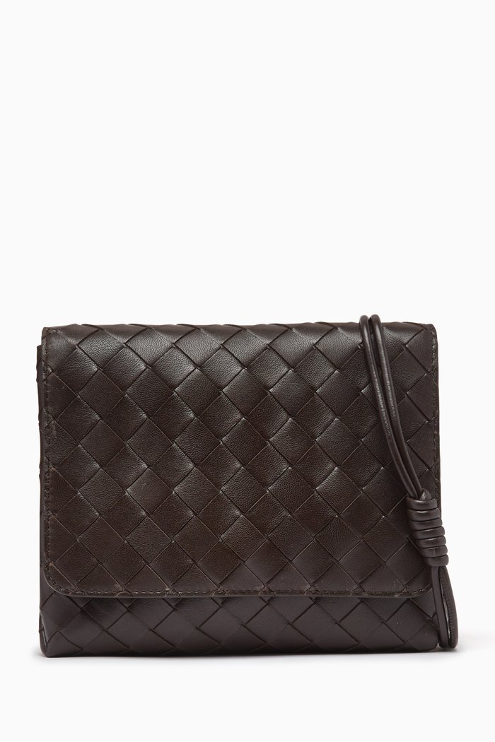 

Mini Intrecciato Crossbody Bag in Leather, Brown