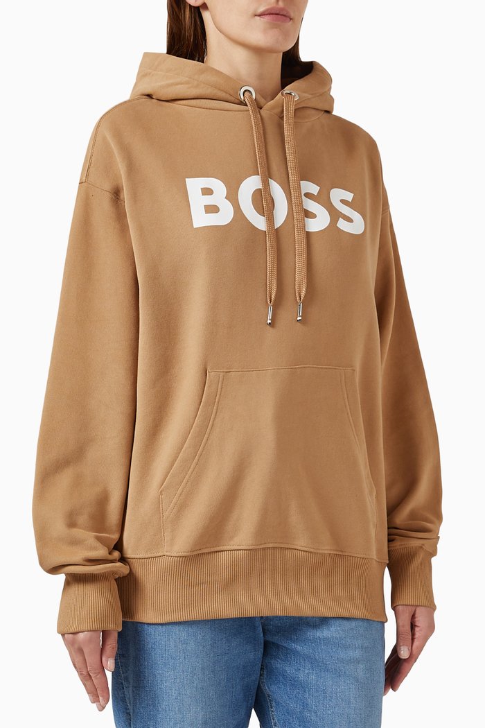 

Logo Print Hoodie in Cotton Blend, Neutral