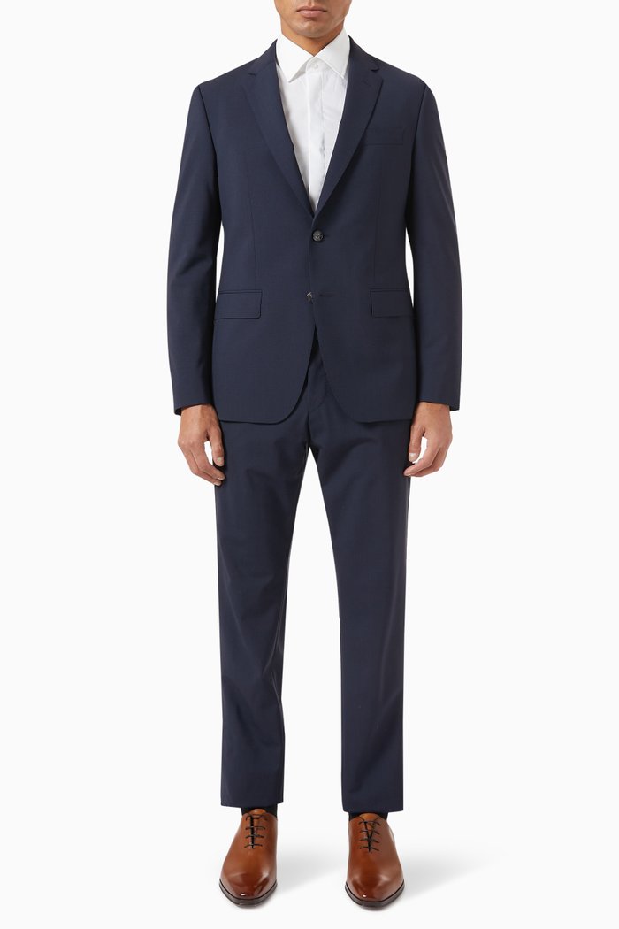 Slim-Fit Suit Jacket & Pants in Stretch Wool, Blue