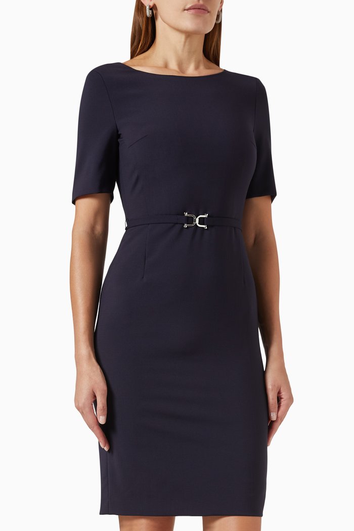 

Daleah Cropped Sleeve Dress in Virgin-Wool, Blue