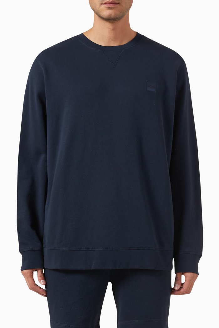 

Logo Patch Sweater in Cotton, Blue