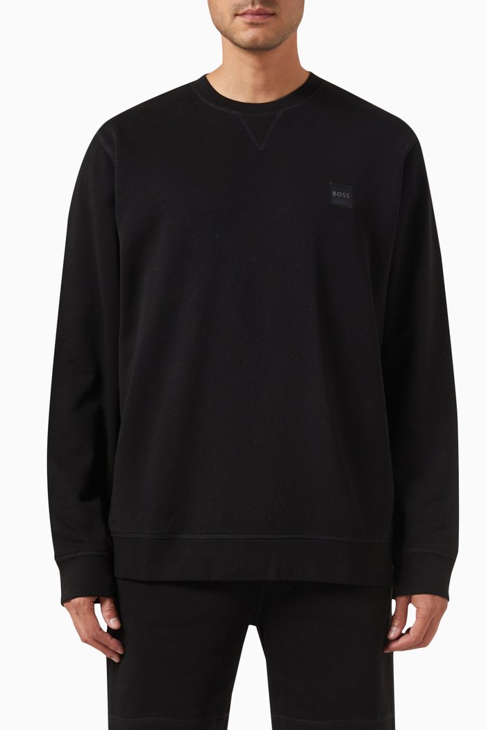 

Logo Patch Sweater in Cotton, Black