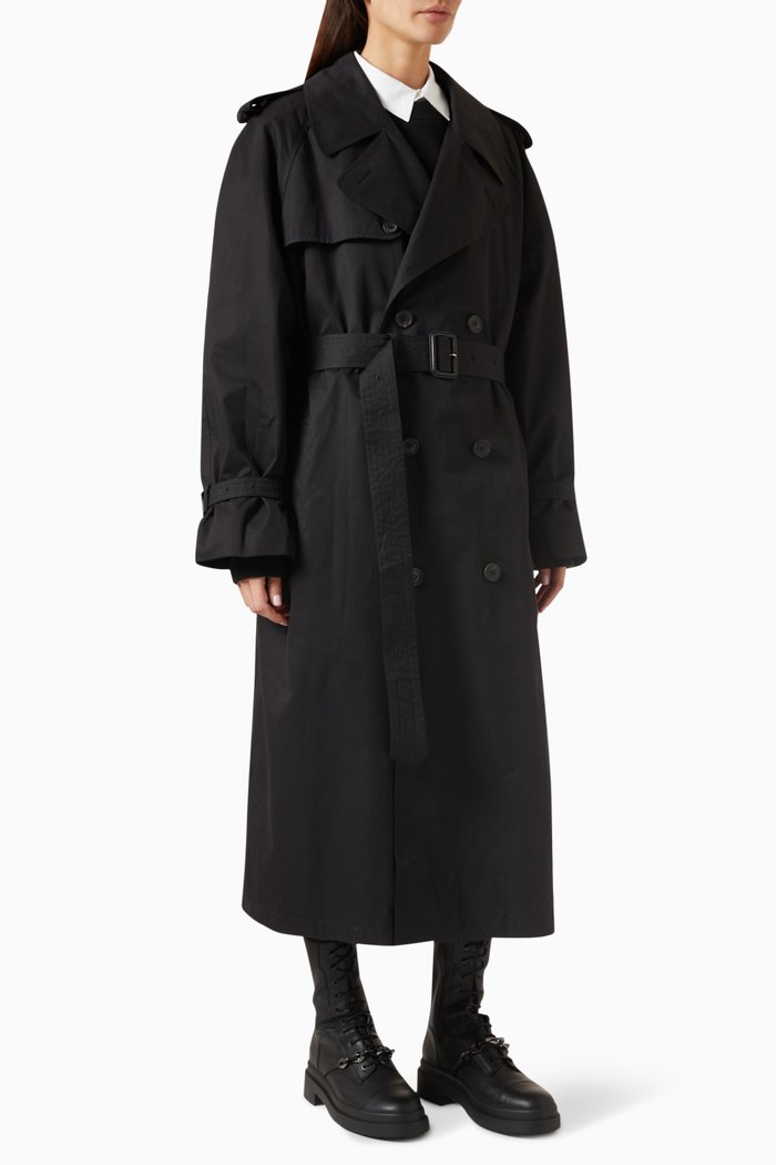 

Trench Coat in Cotton, Black