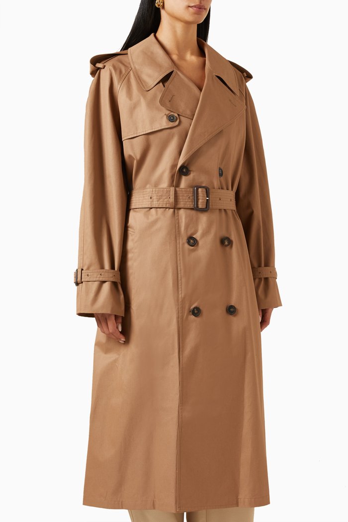 

Trench Coat in Cotton, Brown