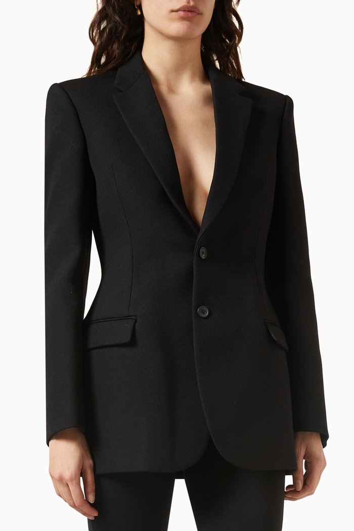

Contour Blazer in Merino Wool, Black