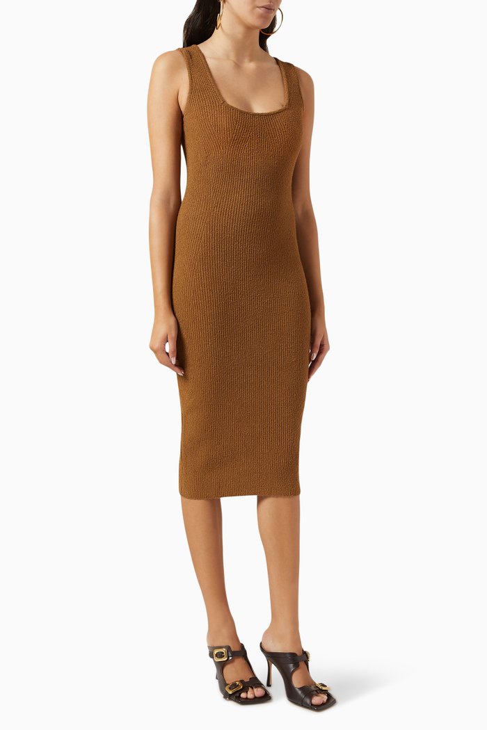 Knit Midi Dress, Brown