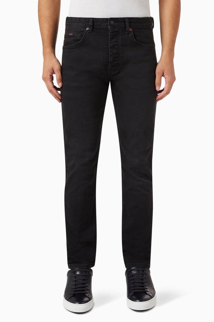 

Tapered Fit Jeans in Denim, Black