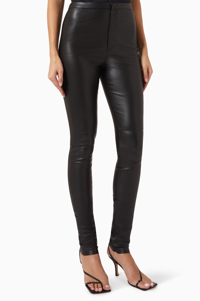 

Skinny Leggings in Leather, Black