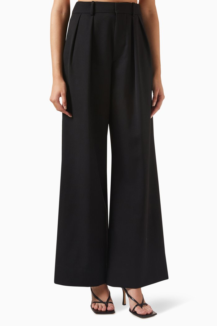 

Low-Rise Pants in Virgin Wool, Black