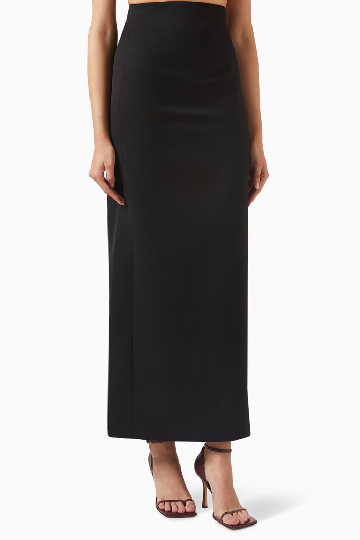 

Column Skirt in Virgin Wool, Black