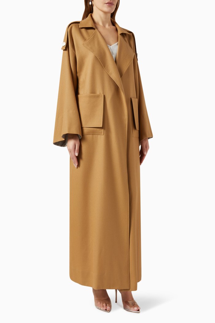 

Winter Trench Abaya in Wool, Brown