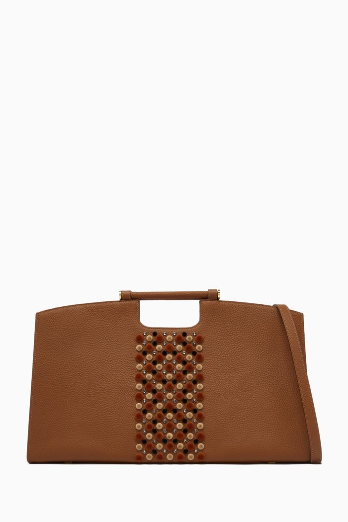 

Bureau Crystal Embellished Bag in Leather, Neutral