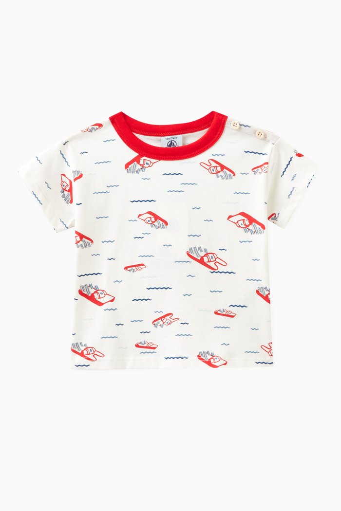 Graphic Print T-shirt in Cotton, White