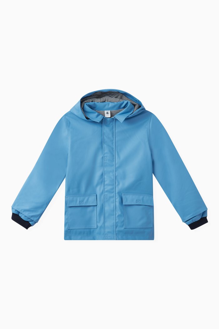 

Flap-pocket Raincoat in Polyester, Blue