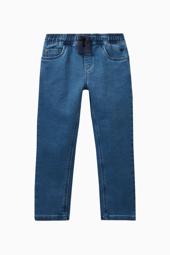 

Elasticated Waistband Pants in Denim Blend, Blue