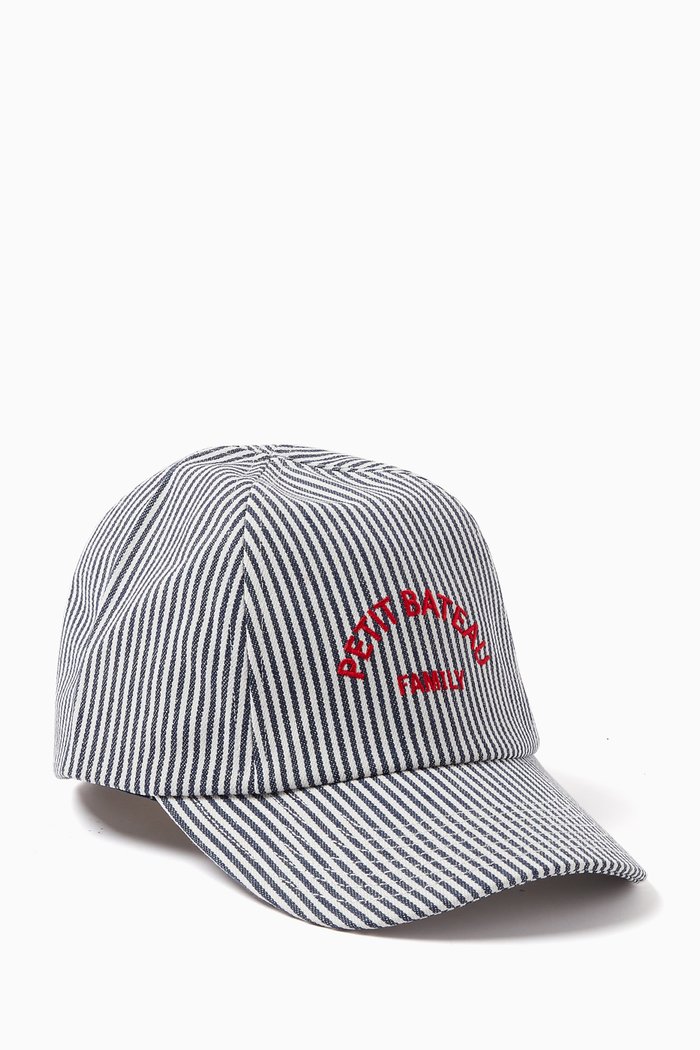 

Logo Striped Cap in Nylon Blend, Blue
