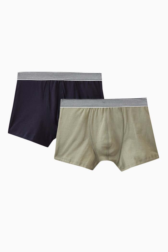 

Striped Elasticated Waistband Boxers, Set of Two in Cotton, Multicolour