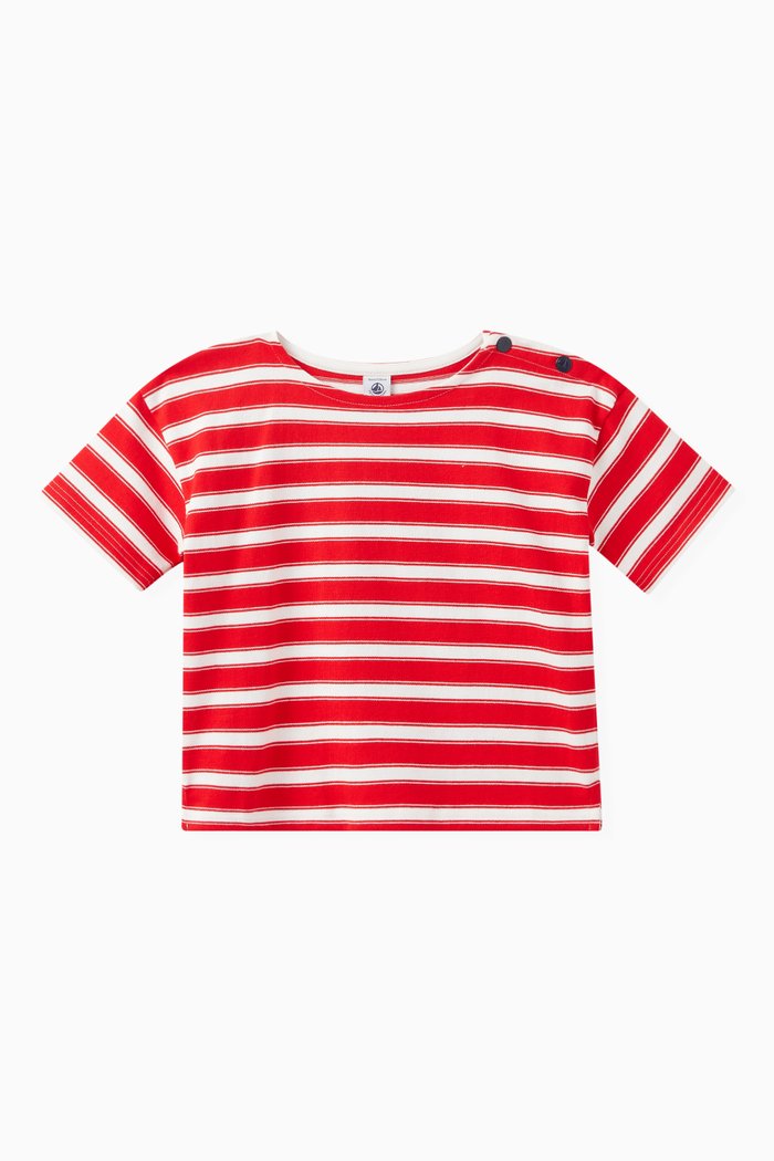 

Striped T-shirt in Cotton, Red