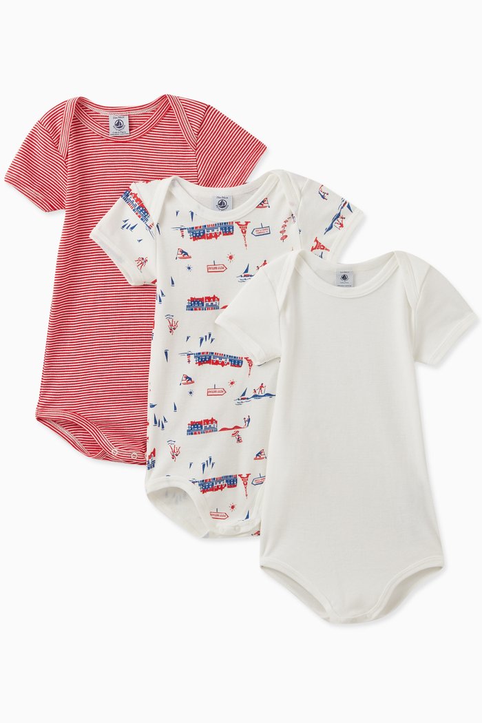 

Assorted Bodysuit in Cotton, Set of 3, Multicolour