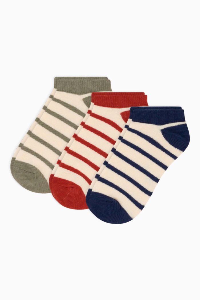 

Striped Print Socks in Cotton Blend, Set of 3, Multicolour