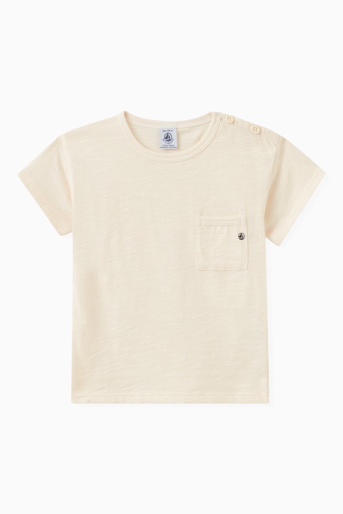 Logo Detail T-shirt in Cotton, Neutral