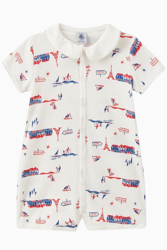 

Boat-print Romper in Cotton, White