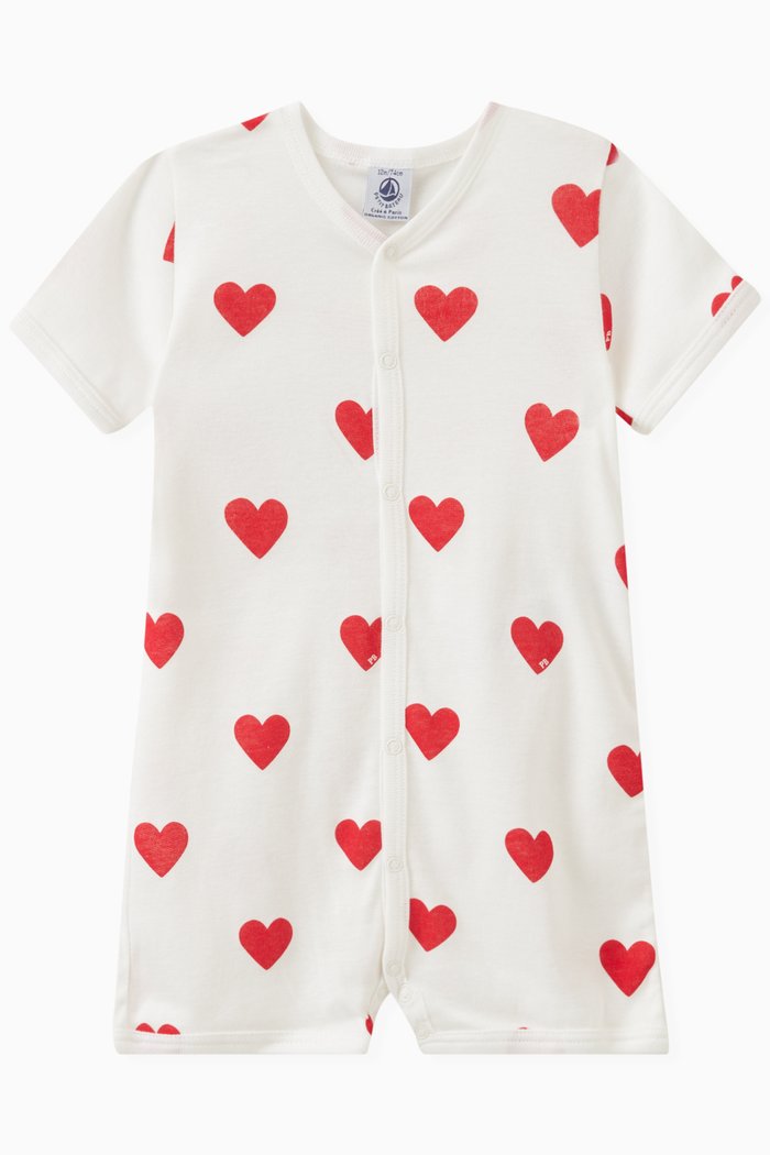 

Heart-print Romper in Cotton, White