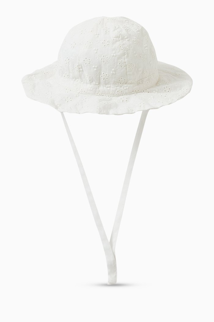 

Broderie Anglaise Sun Hat in Cotton, White