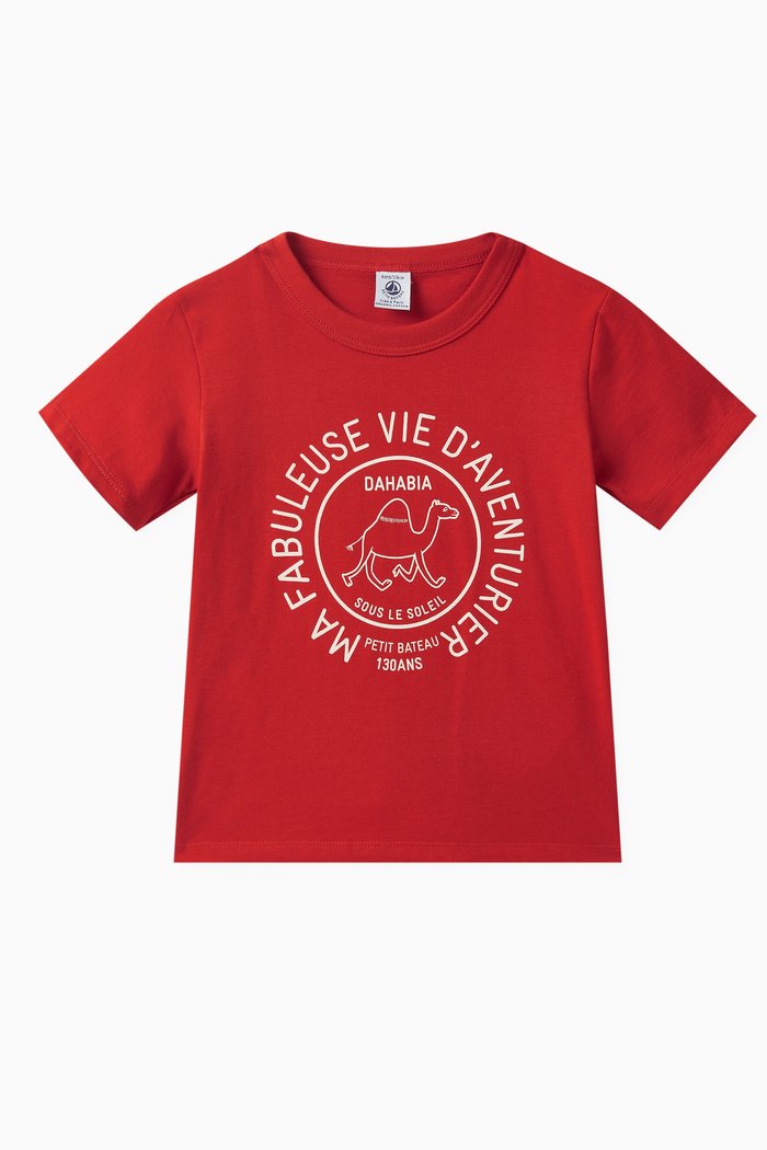 

Graphic Print T-shirt in Cotton, Red
