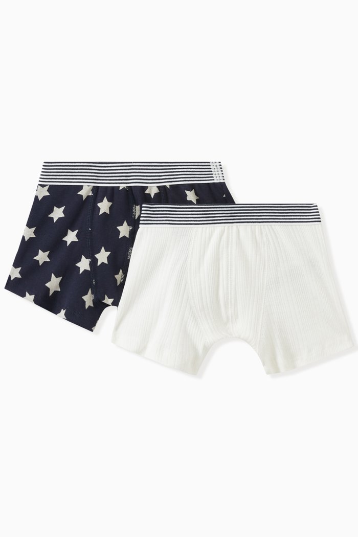 

Elasticated Waistband Boxers, Two Pack in Cotton, Multicolour