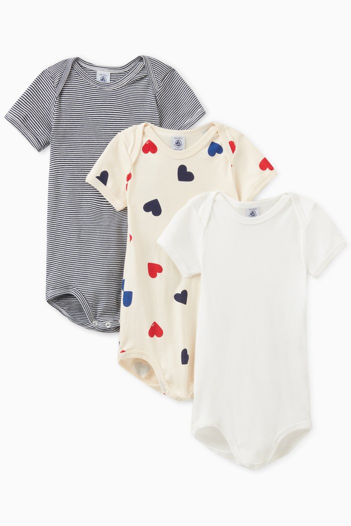 

Assorted Bodysuit in Cotton, Set of 3, Multicolour
