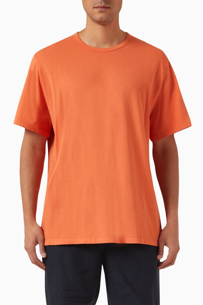 Garment Dyed T-shirt in Cotton Jersey, Orange